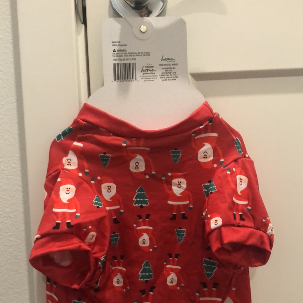 NWT Christmas Dog Pajamas - “I party with Santa!” - Size Large, 16 in. long - Picture 6 of 14